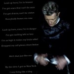 David Bowie photograph with Lazarus lyrics